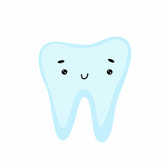 Hand drawn tooth icon in flat style. Cartoon tooth vector icon for web design isolated on white background. National dentist s day.