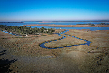 Aerial View of Coastal Wetlands on Hilton Head Island South Carolina
