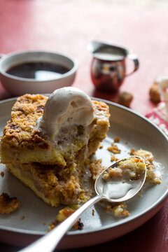 Apple Crumb Cake ala mode with coffee