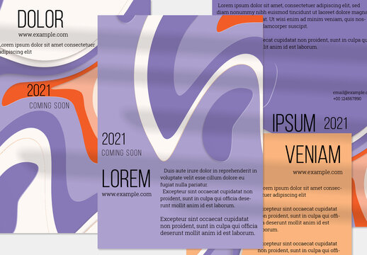 Flyer Layout with Paper Cut Craft Wavy Layered Texture