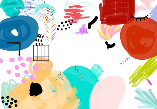 Set of Artistic Hand Drawn Scribbles with Marker and Ink