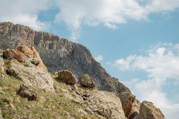 rocks and clouds in the mountains