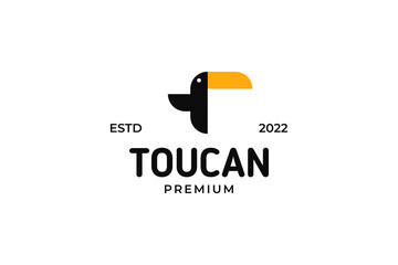 Flat animal toucan logo design illustration