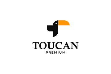 Flat animal toucan logo design illustration - obrazy, fototapety, plakaty