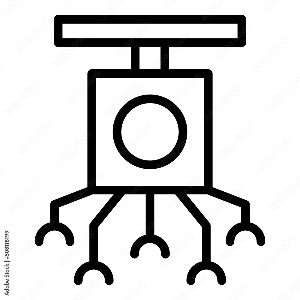 Poster hands tool robot icon outline vector. cute bot. android ai