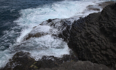 Gran Canaria, north coast, basalt crystal column at El Roque cape, Moya municipality 
