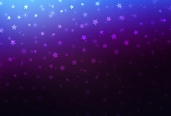 Dark Pink, Blue vector background with xmas snowflakes, stars.