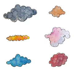 Schilderijen op glas watercolor set of different clouds © Anastasia