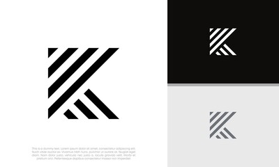 Initials K logo design. Innovative high tech logo template. - obrazy, fototapety, plakaty