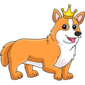 Corgi Dog Cartoon Colored Clipart Illustration