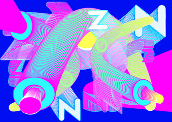 Color rainbow vector pattern background collage with letters