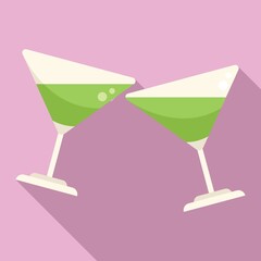 Beach cocktail cheers icon flat vector. Toast party