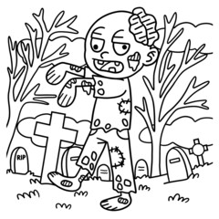 Zombie Halloween Coloring Page for Kids