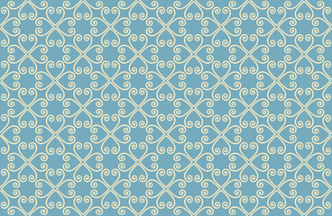 Abstract arabesque seamless pattern. Linear floral geometric line ornament. Artistic backdrop in arab asian decorative style