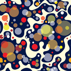 Abstract geometric seamless pattern. Bubble ornamental background. Circles chaotic flow.