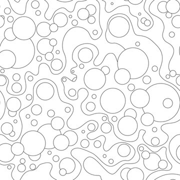 Abstract geometric seamless pattern. Bubble ornamental background. Circles chaotic flow.