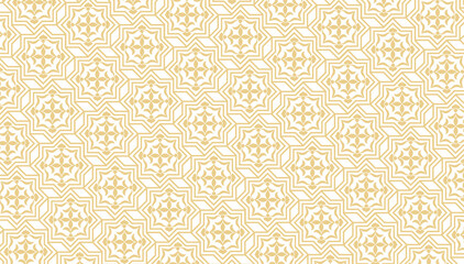 Abstract geometric mosaic seamless pattern. Stylish floral line ornament with arab star shapes