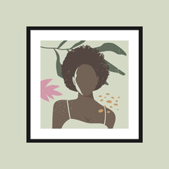 Poster template with a black woman and elements of nature.