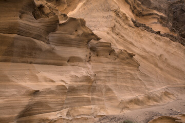Gran Canaria, amazing sand stone erosion figures in ravines on Punta de las Arenas cape on the western part of the island, also called Playa de Artenara
