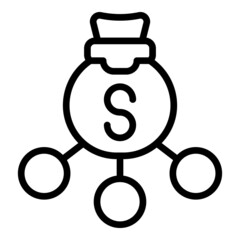 Money bag icon outline vector. Revenue financial. Fund grow