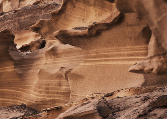 Gran Canaria, amazing sand stone erosion figures in ravines on Punta de las Arenas cape on the western part of the island, also called Playa de Artenara
