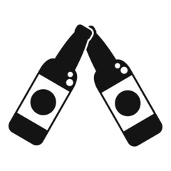 Beer bottle cheers icon simple vector. Drink toast