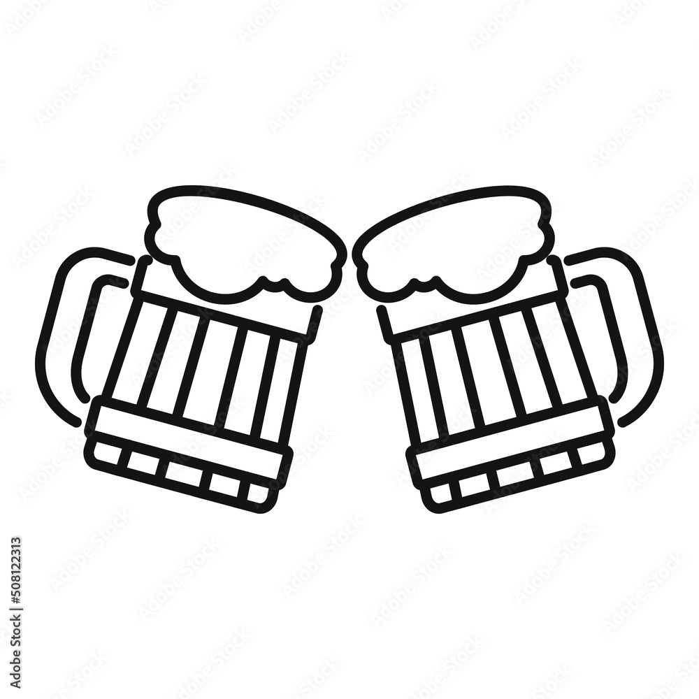 Sticker wood mug beer icon outline vector. hand drink