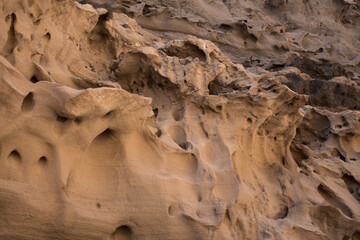 Gran Canaria, amazing sand stone erosion figures in ravines on Punta de las Arenas cape on the western part of the island, also called Playa de Artenara
