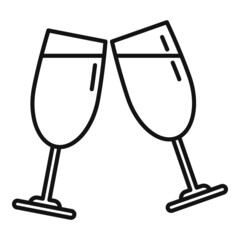 Wine cheers icon outline vector. Hand drink