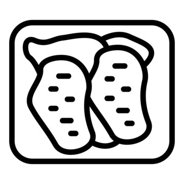 black and white meat slices on tray clip art preview
