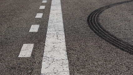 road lane with tire marks