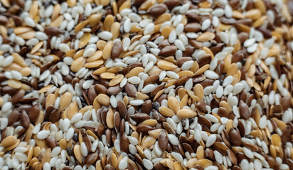 mixture of flax seeds, sesame seeds and chia seeds. Seeds have beneficial micronutrients