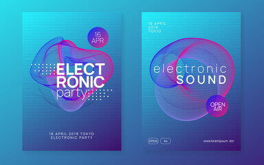 Neon club flyer. Electro dance music. Trance party dj. Electroni