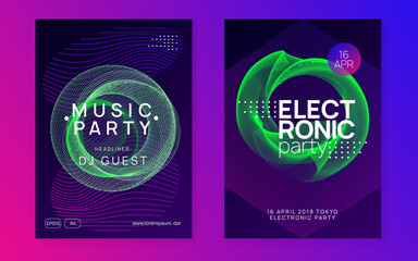 Neon club flyer. Electro dance music. Trance party dj. Electroni