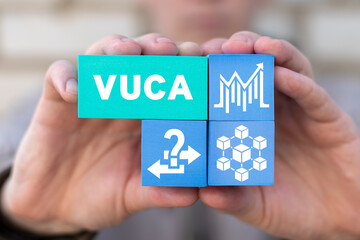 VUCA Volatility Uncertainty Complexity Ambiguity Business Strategy Model Concept.