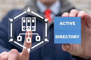 Active Directory Service Business Concept. Shared Domain Networks Data. Active directory...