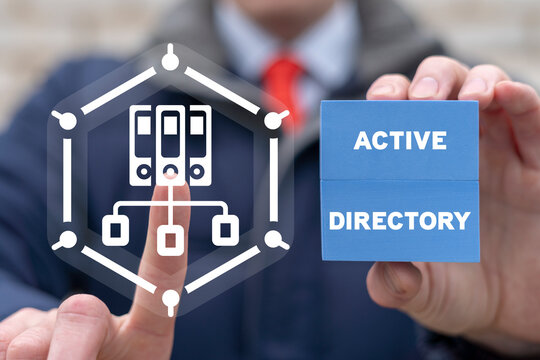 Active Directory Service Business Concept. Shared Domain Networks Data. Active directory information technology.
