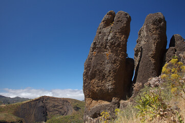 Gran Canaria, landscape of the San Mateo municipality, rock formation Los Roquetes in La Lechucilla
