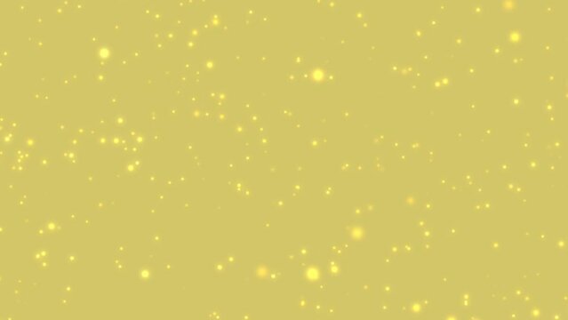 Gold festive background. New Years eve shiny celebration vibe. Texture of falling gold glitter for banner. Holiday seamless animation. Sparkling particles fly down. Glamour event presentation template