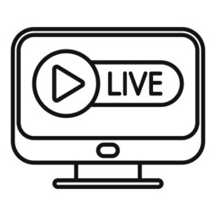 Live reportage icon outline vector. Camera interview