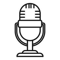 Reportage microphone icon outline vector. Camera press