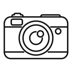 Camera icon outline vector. Interview crew