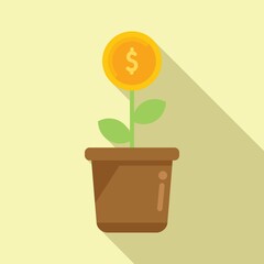 Monetize plant icon flat vector. Media increase