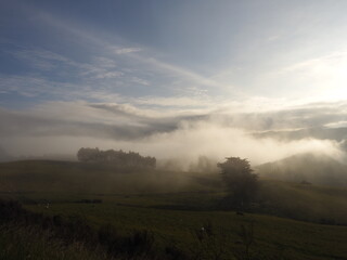 Fototapeta na wymiar Misty foggy mountain view