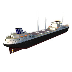 Boat Cargo Ship Bulk Carrier 1- Perspective B view white background 3D Rendering Ilustracion 3D	