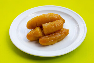 Banana in syrup. Sweet dessert