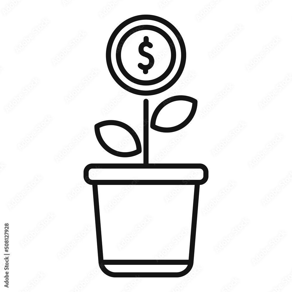 Poster monetize plant icon outline vector. media increase