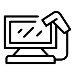 Cash screen icon outline vector. Store cash register. Pos store