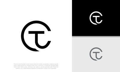 Initial CT logo design. Innovative high tech logo template.