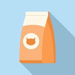 Cat food pack icon flat vector. Pet feed